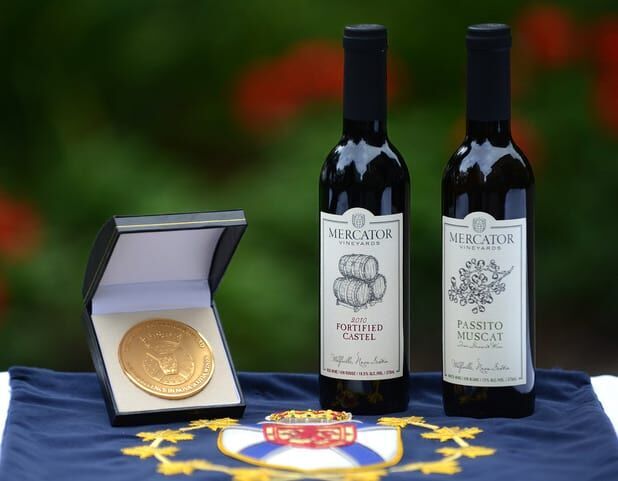 Mercator Vineyard's 2010 Fortified Castel and Passito Muscat awarded the 2021 Lieutenant Governor's Award for Excellence in Nova Scotia Wine