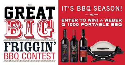 Great Big Friggin' BBQ Contest. It's BBQ season! Enter to win a Weber® Q 1000 Portable BBQ. Jost 4 Skins, GBFR, Founders' Re