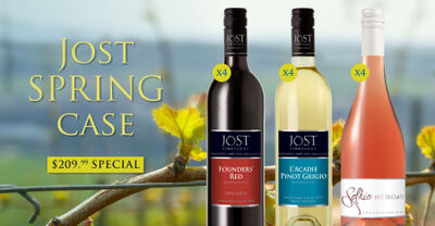 Jost Spring Wine Case 12-Pack ~ Includes Jost Founders' Red, Jost L'Acadie Pinot Grigio, Selkie Rosé