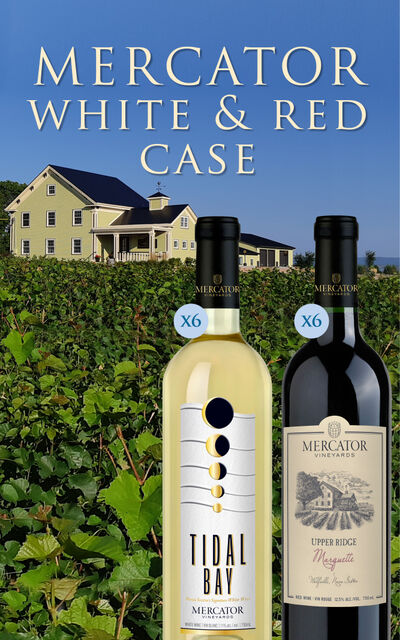 Mercator Vineyards White and Red Win Case includes Mercator Tidal Bay (x6) and Mercator Upper Ridge Marquette (x6)