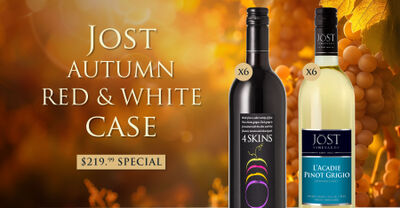 Jost Autumn Red & White Wine Case 12-Pack ~ Includes Filled with 6 x 750ml each of Jost L'Acadie Pinot Grigio and Jost 4 Skin